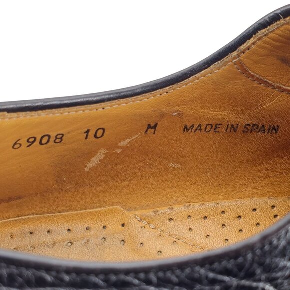 Vintage Magnanni Spain Men 10 Burgundy Black Leather Dress Shoes Wingtip Oxfords - Picture 5 of 11